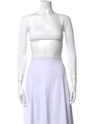 Pre-owned Gil Rodriguez Square Neckline Long Sleeve Crop Top In White