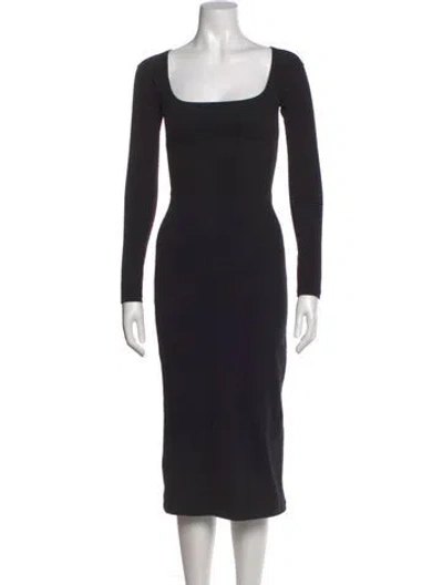 Pre-owned Gil Rodriguez Square Neckline Midi Length Dress In Black
