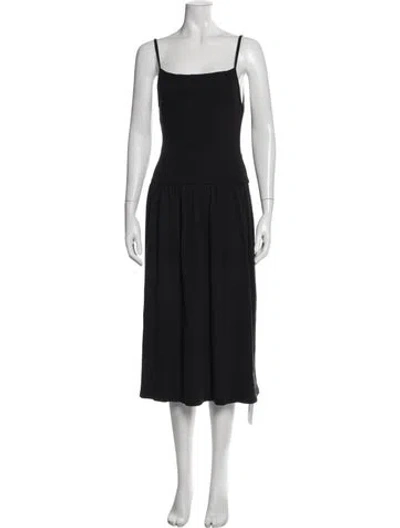 Pre-owned Gil Rodriguez Square Neckline Midi Length Dress In Black