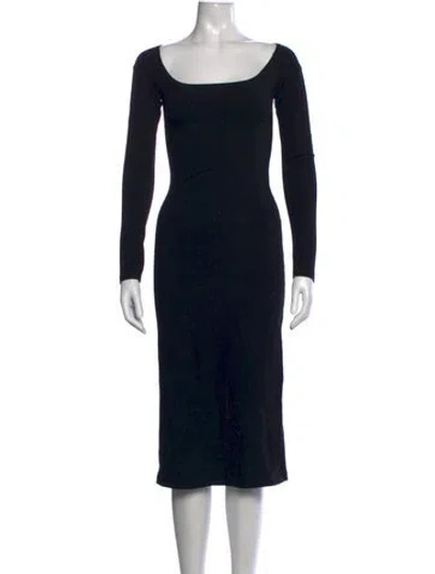 Pre-owned Gil Rodriguez Square Neckline Midi Length Dress In Black
