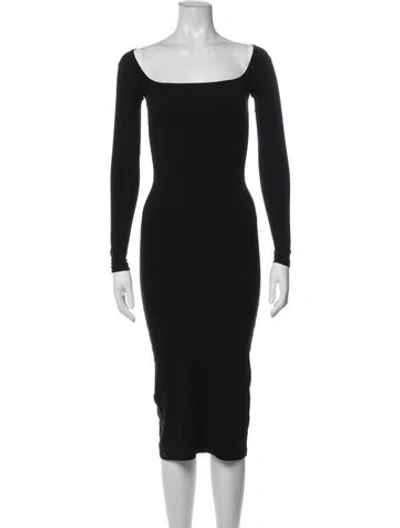 Pre-owned Gil Rodriguez Square Neckline Midi Length Dress In Black