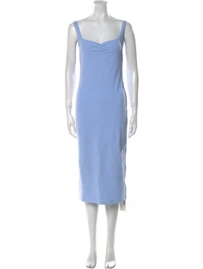 Pre-owned Gil Rodriguez Square Neckline Midi Length Dress In Blue
