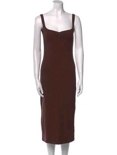 Pre-owned Gil Rodriguez Square Neckline Midi Length Dress In Brown