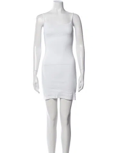 Pre-owned Gil Rodriguez Square Neckline Mini Dress In White