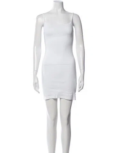 Pre-owned Gil Rodriguez Square Neckline Mini Dress In White