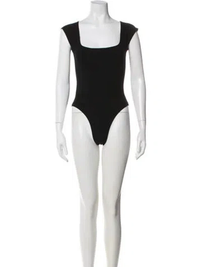 Pre-owned Gil Rodriguez Square Neckline Short Sleeve Bodysuit In Black
