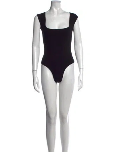 Pre-owned Gil Rodriguez Square Neckline Short Sleeve Bodysuit In Black