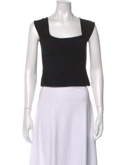 Pre-owned Gil Rodriguez Square Neckline Short Sleeve Crop Top In Black