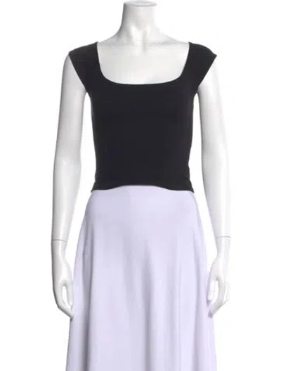 Pre-owned Gil Rodriguez Square Neckline Short Sleeve Crop Top W/ Tags In Black