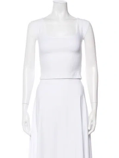 Pre-owned Gil Rodriguez Square Neckline Short Sleeve Crop Top In White