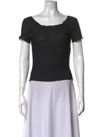 Pre-owned Gil Rodriguez Square Neckline Short Sleeve Top In Black