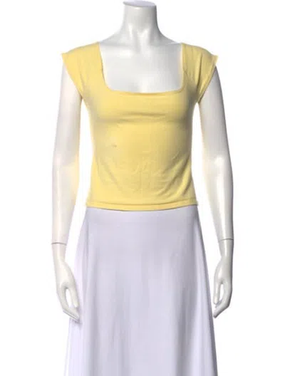 Pre-owned Gil Rodriguez Square Neckline Short Sleeve Top In Yellow