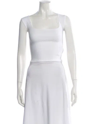 Pre-owned Gil Rodriguez Square Neckline Sleeveless Crop Top In White