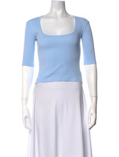 Pre-owned Gil Rodriguez Square Neckline Three-quarter Sleeve Top In Blue