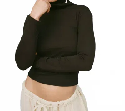 Gil Rodriguez Turtleneck Long Sleeve Bellevue Tee In Chocolate In Black