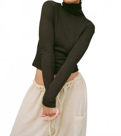 Gil Rodriguez Turtleneck Longsleeve Bellevue Tee In Black In Animal Print