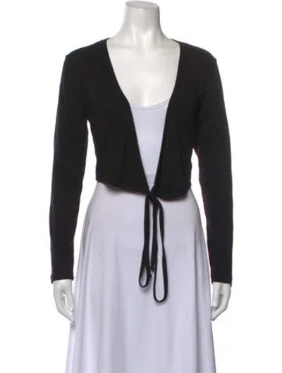 Pre-owned Gil Rodriguez V-neck Long Sleeve Crop Top In Black