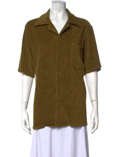 Pre-owned Gil Rodriguez V-neck Short Sleeve Top In Green