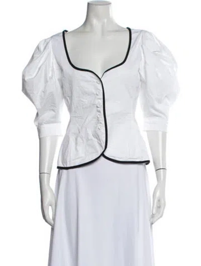 Pre-owned Gil Rodriguez V-neck Three-quarter Sleeve Top In White