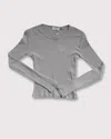 Gil Rodriguez Women's Pointelle Perla Long Sleeve Top In Neutral Grey In Gray