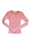 Gil Rodriguez Women's Pointelle Perla Long Sleeve Top In Pink Clay In Blue