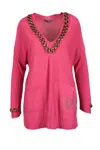 Gil Santucci Fuchsia Chain Polyester-blend Sweater In Pink