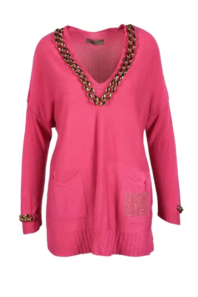 Gil Santucci Fuchsia Chain Polyester-blend Sweater In Red