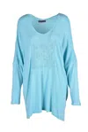 Gil Santucci Light Blue Geometric Polyester-blend Sweater In Orange