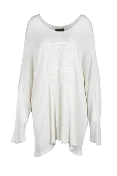Gil Santucci White Embossed Viscose-blend Sweater