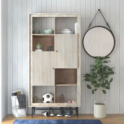 Gild 71'' Tall Solid Wood 2 - Door Accent Cabinet In Gray