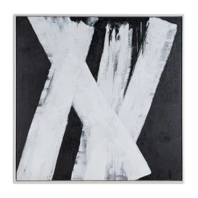 Gild Intersecting Dimensions, Hand Painted Canvas In Black;silver