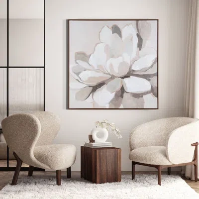 Gild Maycomb Blume, Hand Painted Canvas In Beige