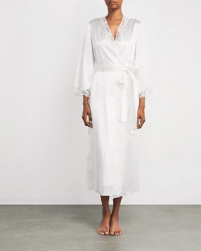 Gilda & Pearl Bridal Long Ivory Silk Robe In White
