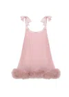Gilda & Pearl Brief Encounter Feather-trim Babydoll In Pink