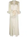 Gilda & Pearl Celeste Feather-trim Silk Robe In White