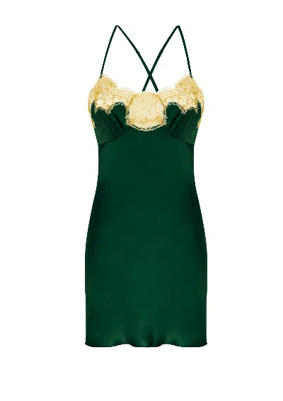 Gilda & Pearl Emerald Green Short Silk Slip