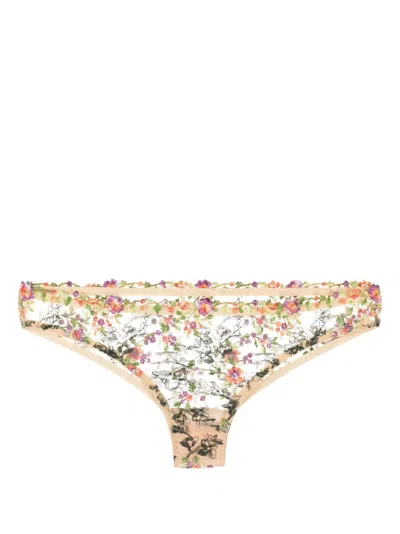 Gilda & Pearl Fiori Lace Briefs In Brown
