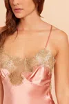 Gilda & Pearl Gina Short Silk And Lace Slip Rose In Pink
