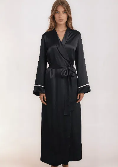 Gilda & Pearl Girls Love Pearls Long Robe Black