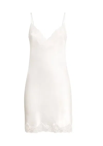 Gilda & Pearl Silk Lace-trim In My Boudoir Short Nightdress In White