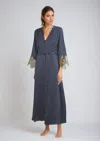 Gilda & Pearl Matinee Long Robe Sapphire/gold In Blue