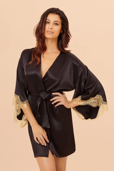 Gilda & Pearl Mayfair Black Silk Short Kimono