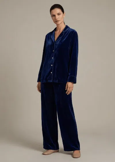 Gilda & Pearl Sapphire Velvet Pyjama In Blue
