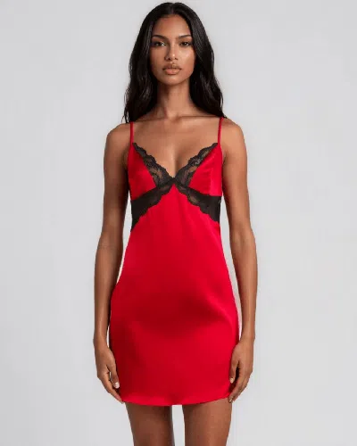 Gilda & Pearl Satin Muse Short Slip In Red