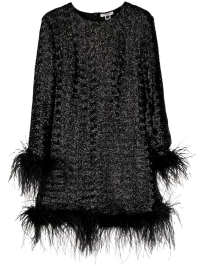 Gilda & Pearl Seraphina Sequin And Feather Mini Dress In  Black