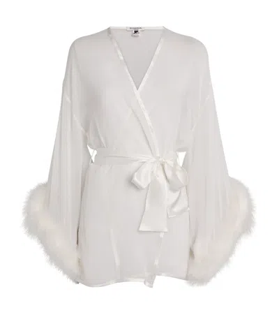 Gilda & Pearl Silk Feather-trim Sheer Diana Short Robe