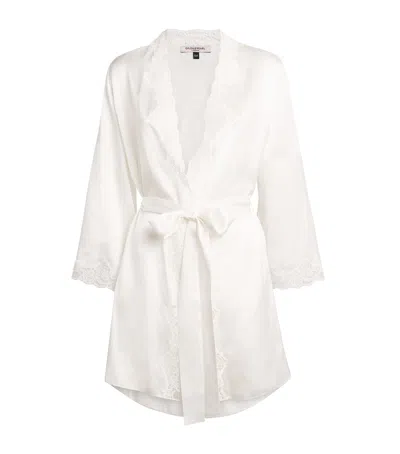 Gilda & Pearl Silk Lace-trim In My Boudoir Short Robe In White