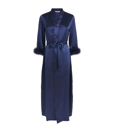 Gilda & Pearl Silk Meet Me At Midnight Robe In Blue
