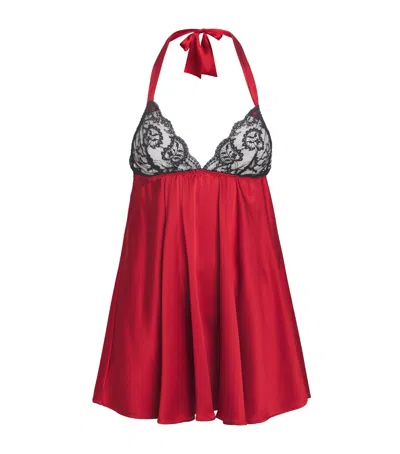 Gilda & Pearl Silk Muse Babydoll Slip Dress In Red