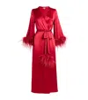 Gilda & Pearl Silk-ostrich Feather Long Robe In Red